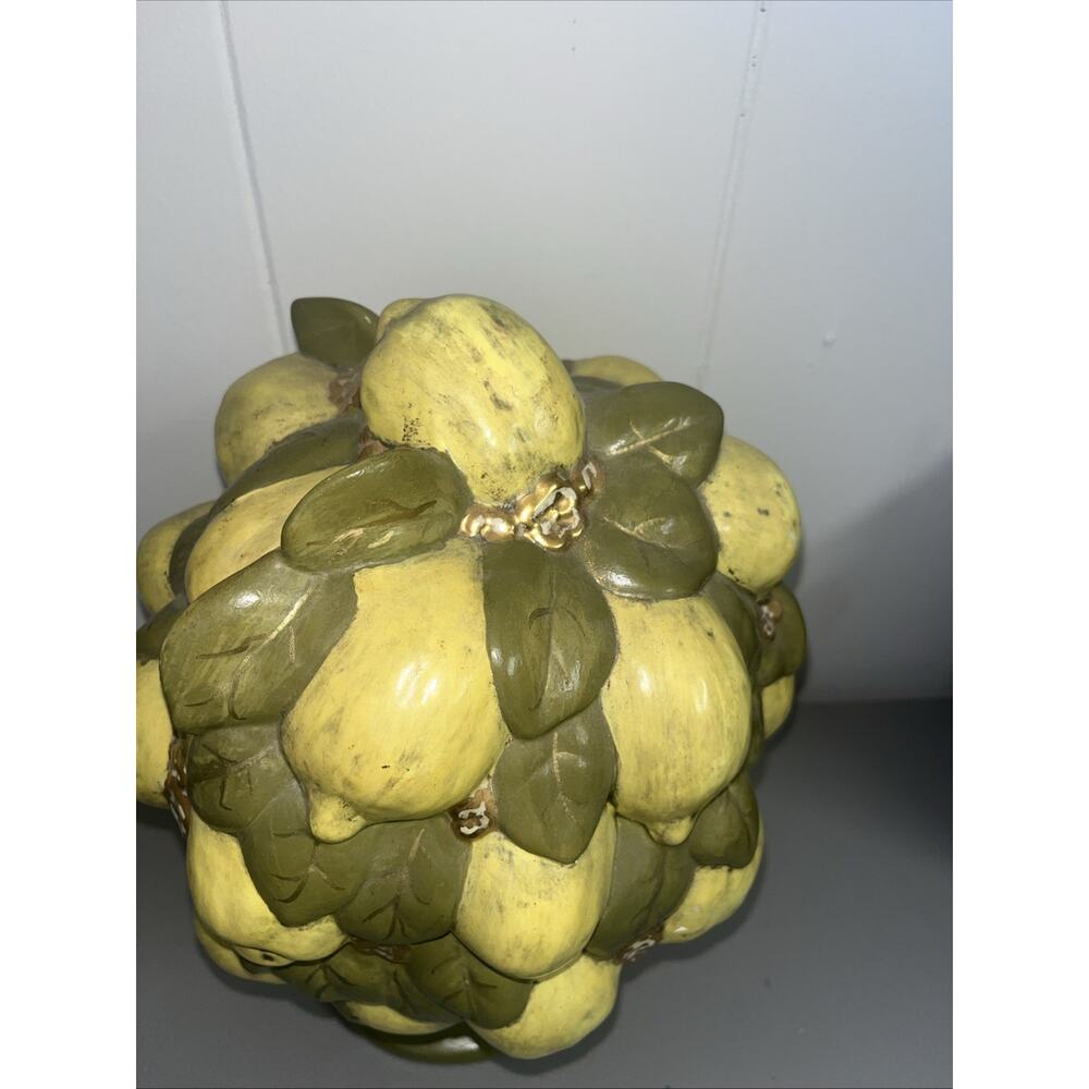 Vtg MCM Handpainted Italian Ceramic Lemon Topiary - 13” Tall x 9" Wide Yellow - Picture 2 of 9